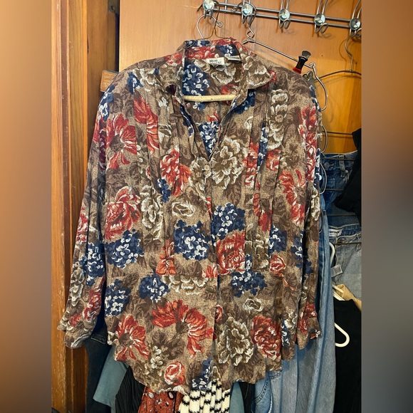 Abstract Button Down Collard Shirt sz 14 - Picture 2 of 7